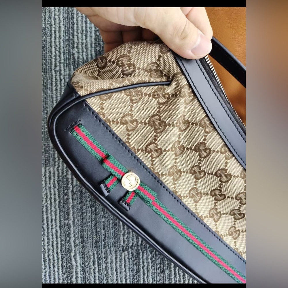 Gucci Mayfair Small Bow shoulder bag Original GG canvas with black leather Trim - Picture 7 of 15